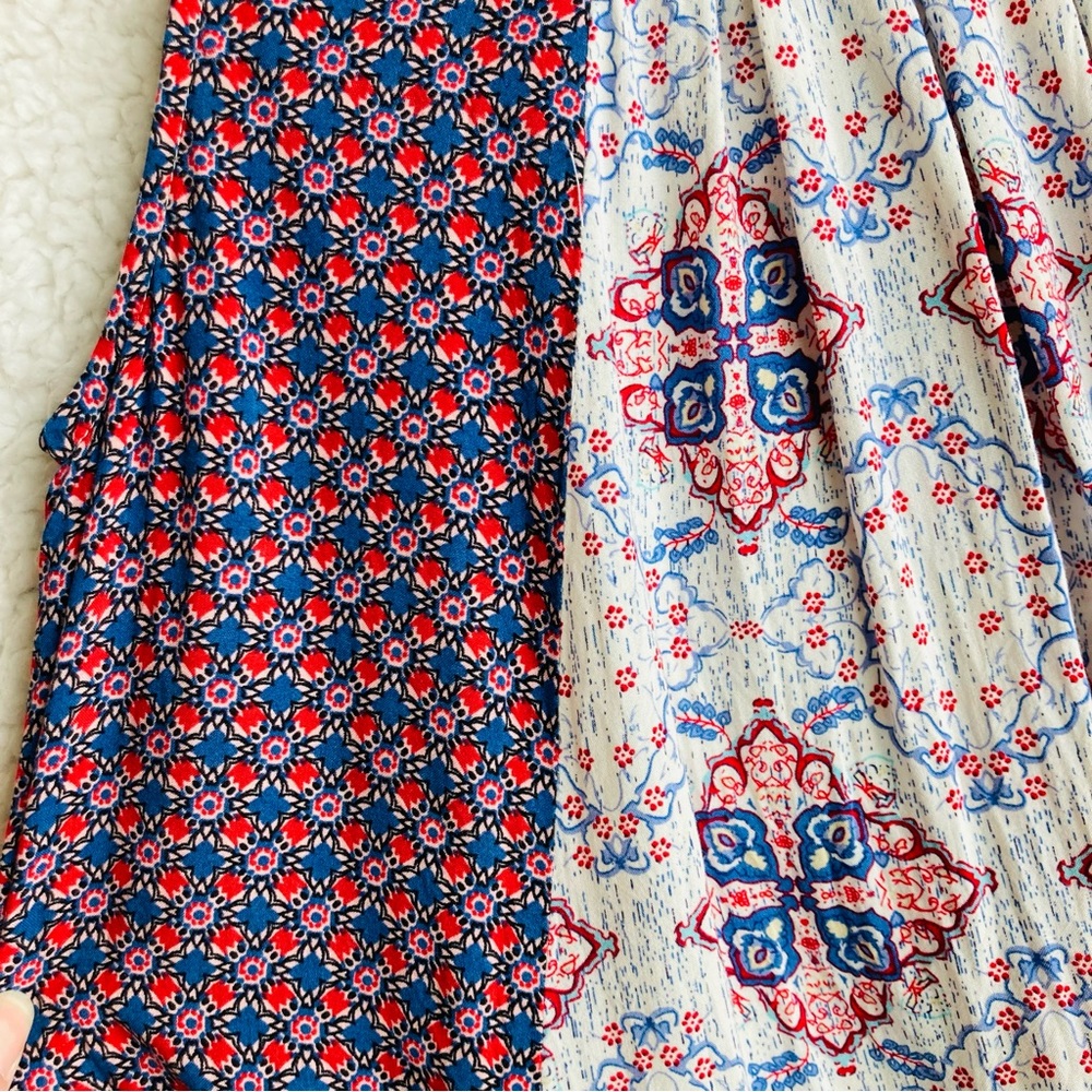 Umgee Women's blue red and cream sleeveless shift mini swing dress, Sz S - Picture 6 of 16